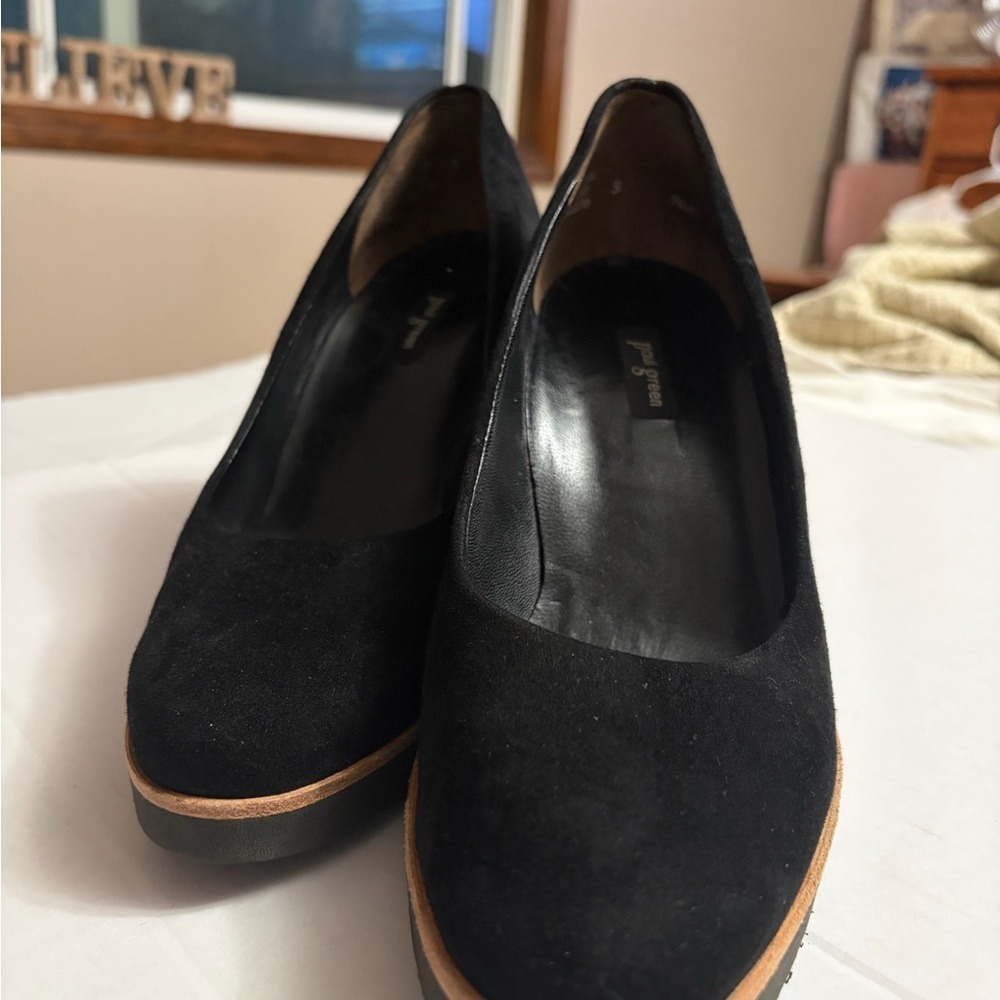 NWOT Paul Green Black Suede Platform Pumps US 7 Or UK 5 Austria MSRP $389